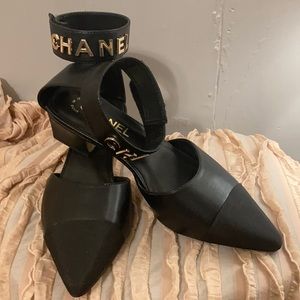 Chanel ankle strap cap toe